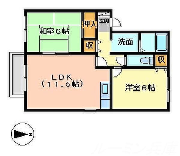 サンハイツ和田 101｜兵庫県西脇市和田町(賃貸アパート2LDK・1階・53.76㎡)の写真 その2