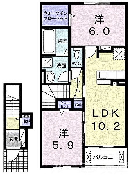 エスラル 203｜兵庫県西脇市下戸田(賃貸アパート2LDK・2階・56.58㎡)の写真 その2