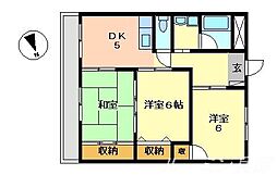 エルソル 3DKの間取図画像