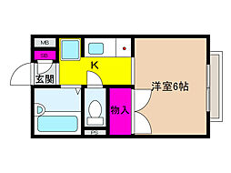 フローレンスヨーコ甲南 1Kの間取図画像