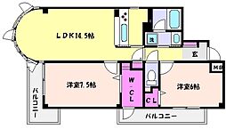 エルム御影 2LDKの間取図画像
