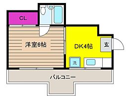 ブラウンハイム御影 1DKの間取図画像