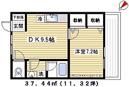 プリンス小石川 1DKの間取図画像