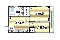プリマビル 2DKの間取図画像