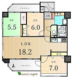 ダイアパレス上之町 3LDKの間取図画像