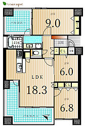 ロイヤルガーデン城西第2 3LDKの間取図画像