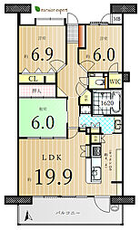 フローレンス木太3区グランドアーク 3LDKの間取図画像