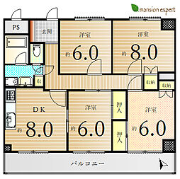 プレジデント屋島 4DKの間取図画像
