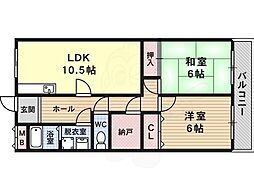 グリーンコート川西 2LDKの間取図画像