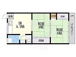 黒岡マンション 2DKの間取図画像