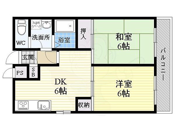 エトワールすみいち 205｜大阪府藤井寺市春日丘１丁目(賃貸マンション2DK・2階・42.50㎡)の写真 その2