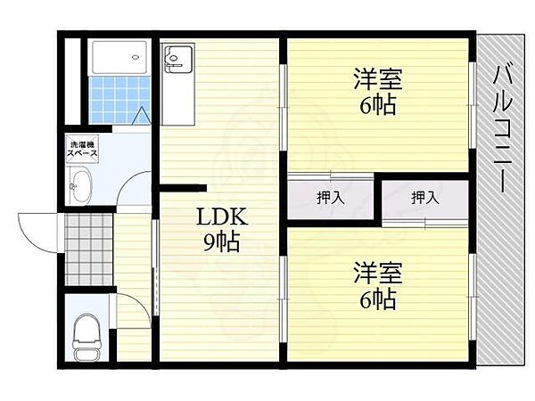 安井マンション ｜大阪府藤井寺市東藤井寺町(賃貸マンション2LDK・2階・55.00㎡)の写真 その2