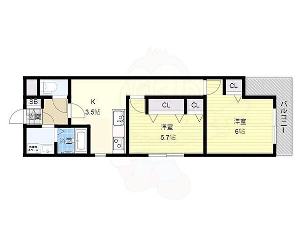 アベニュー藤井寺 ｜大阪府藤井寺市岡２丁目(賃貸マンション2K・4階・45.23㎡)の写真 その2