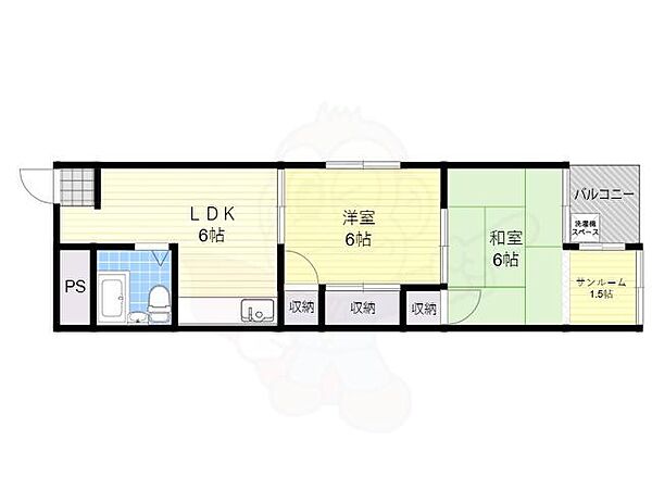 サニープレイスヒル ｜大阪府藤井寺市岡２丁目(賃貸マンション2SLDK・4階・41.70㎡)の写真 その2