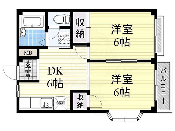 シャルムメゾン ｜大阪府八尾市南本町５丁目(賃貸アパート2DK・1階・40.12㎡)の写真 その2