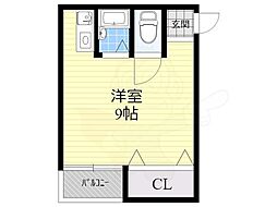フェローズ21 3階ワンルームの間取り