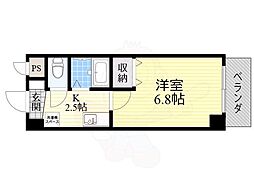 西山本ハイツ 1Kの間取図画像