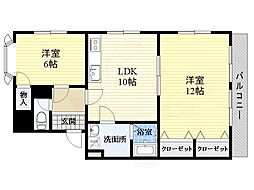 峰塚マンション 2LDKの間取図画像