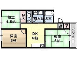 グリーンヒル小金台E棟 3DKの間取図画像