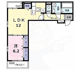 パルテール八尾 1LDKの間取図画像