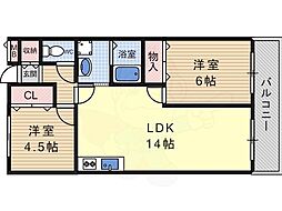 ロイヤルハイツ一津屋 2LDKの間取図画像