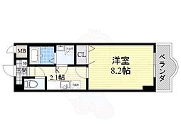 ルミエール八尾2 1Kの間取図画像