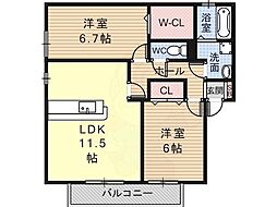 フローレンス 2LDKの間取図画像