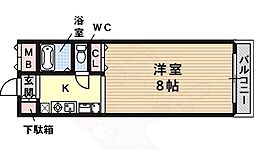 ウインライフ藤井寺 1Kの間取図画像