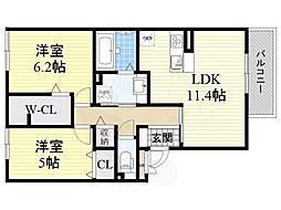 プロスペリテ 2LDKの間取図画像