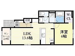 セレーナ 1LDKの間取図画像