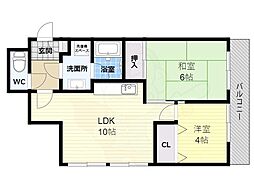 フラット八尾 2LDKの間取図画像