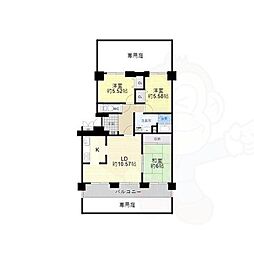 玉手山サンハイツ 3LDKの間取図画像