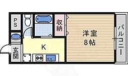 クリスタルマンション 1Kの間取図画像