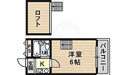 フォンタル西板持A棟 1Kの間取図画像