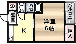井宮マンション 1Kの間取図画像