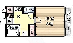 キャッスルエビス 1Kの間取図画像
