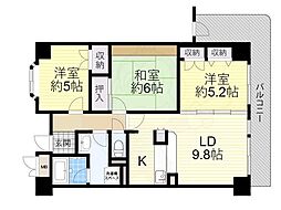 パラッツオドゥエ 3LDKの間取図画像