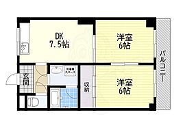 松尾マンション 2DKの間取図画像