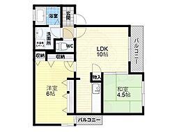 メゾンボヌール 2LDKの間取図画像