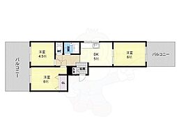 山田ビル 3DKの間取図画像