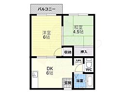 サンコーハイツ 2DKの間取図画像