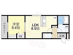 モンレーヴ 1LDKの間取図画像