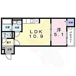 ALEGRIA藤井寺 1LDKの間取図画像