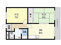 ロイヤル八尾 2LDKの間取図画像