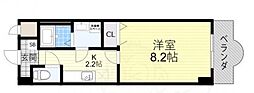 ルミエール八尾2 1Kの間取図画像