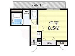 サンコークレアール 1Kの間取図画像