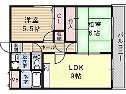 信栄ハウス柏木 2LDKの間取図画像