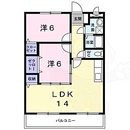 エム・エステート 2LDKの間取図画像