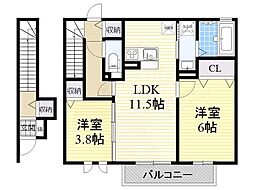 セピアコート八尾北本町 2LDKの間取図画像