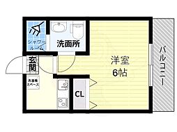 山元マンションB棟 ワンルームの間取図画像